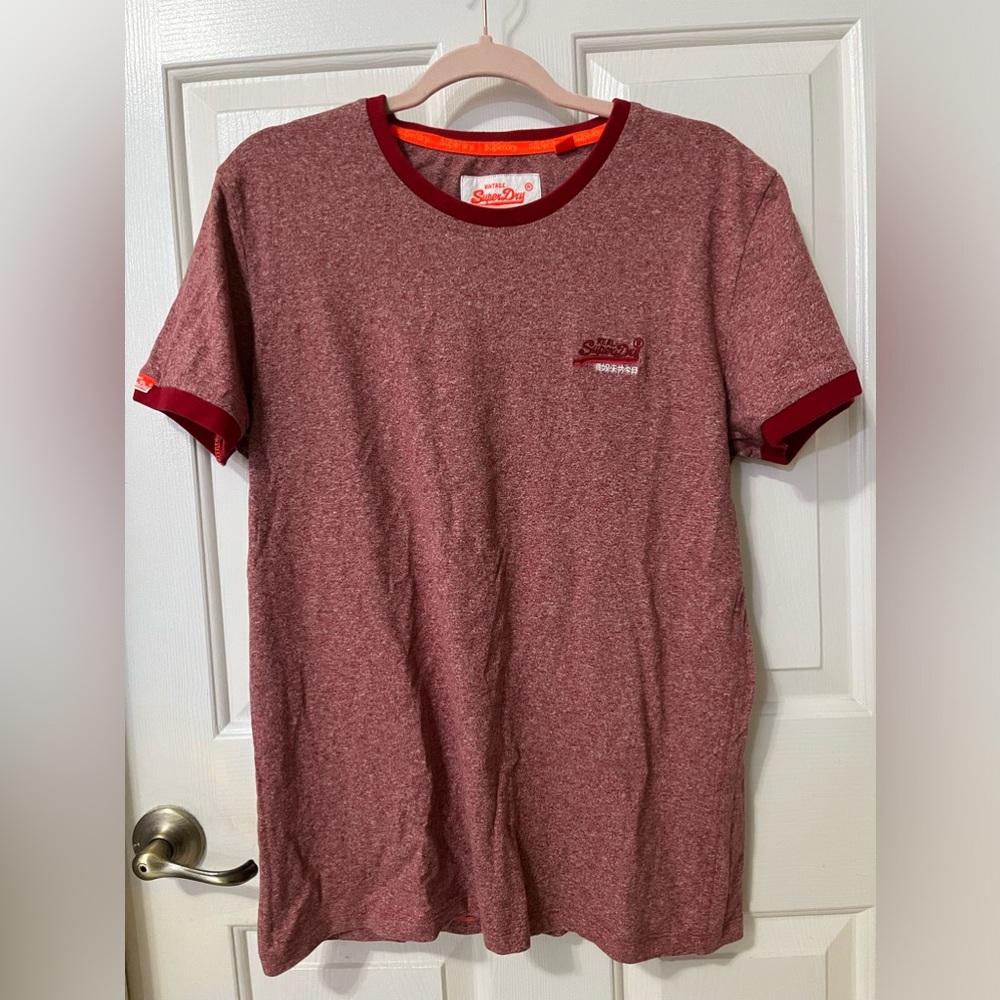 Mens SUPERDRY Orange Label T-Shirt Size M / L - Heathered Red